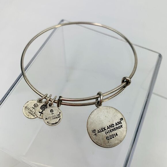 Alex and Ani Silver Initial E Charm Bracelet - Expands 2"- 3.5" - Picture 2 of 2